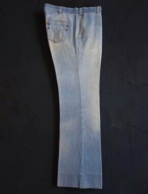 VTG 70's Iconic Orange Tab Zipper Fly Boot Cut Levi's Denim Pants - W33 Lt. Blue